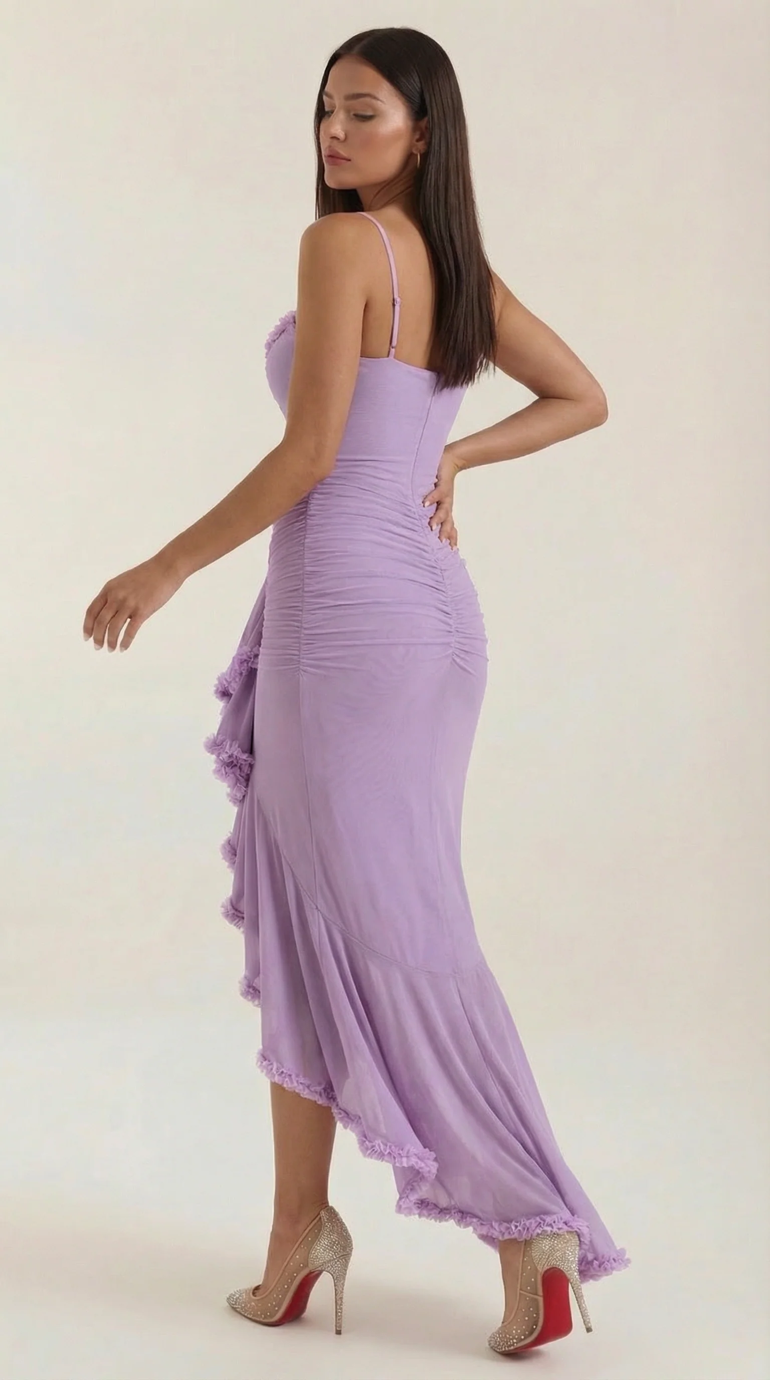 Phoebe | Robe de Cocktail Longue Sans Manches à Volants pour Femme