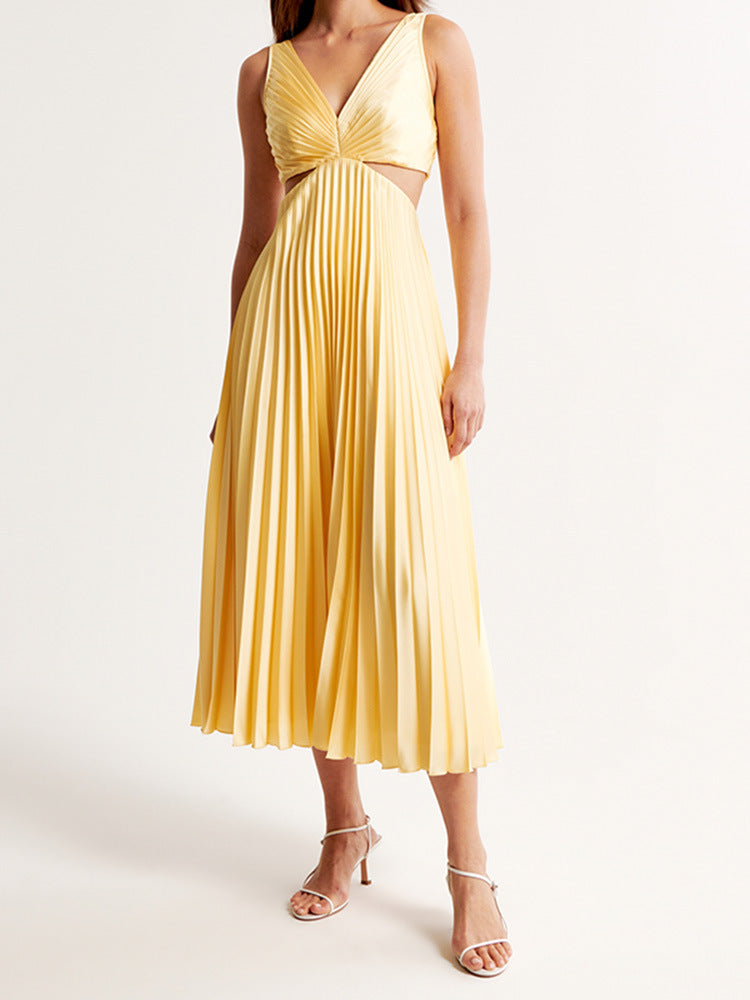 Reina | Robe Longue à Encolure en V et Découpes Sans Manches pour Invitée de Mariage