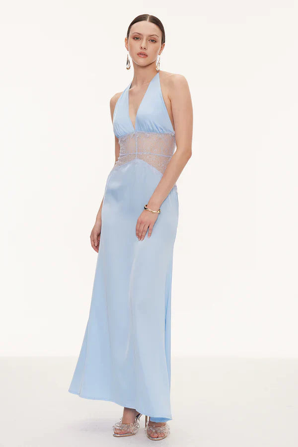 Selene | Robe Maxi en Dentelle à Décolleté Plongeant et dos Nu pour Femme