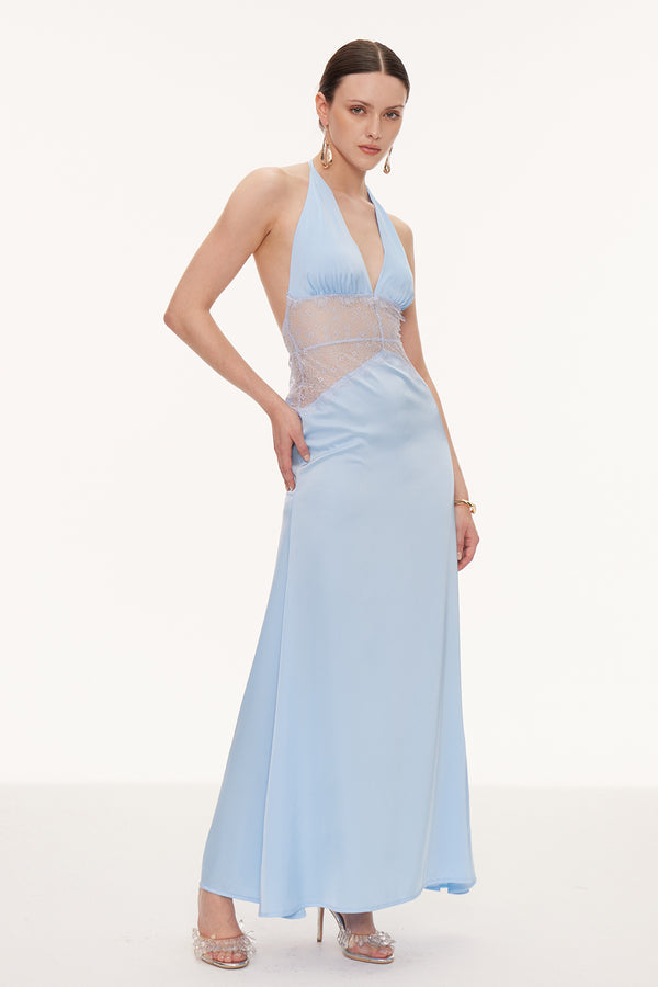 Selene | Robe Maxi en Dentelle à Décolleté Plongeant et dos Nu pour Femme