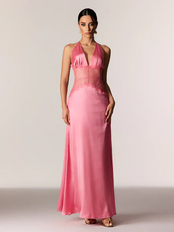 Selene | Robe Maxi en Dentelle à Décolleté Plongeant et dos Nu pour Femme