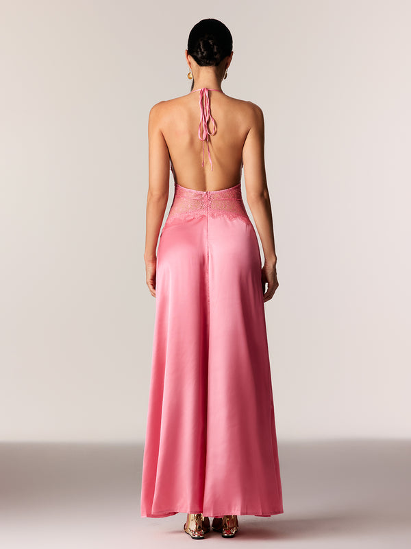 Selene | Robe Maxi en Dentelle à Décolleté Plongeant et dos Nu pour Femme