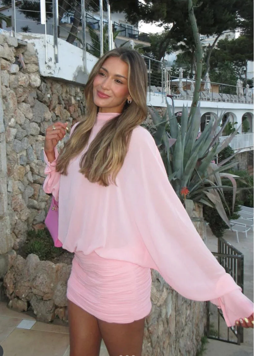 Solene | Mini Robe de Cocktail D'Été à Manches Longues pour Femme