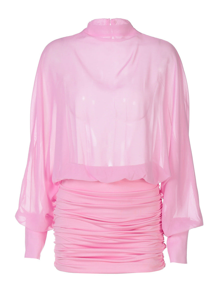 Solene | Mini Robe de Cocktail D'Été à Manches Longues pour Femme