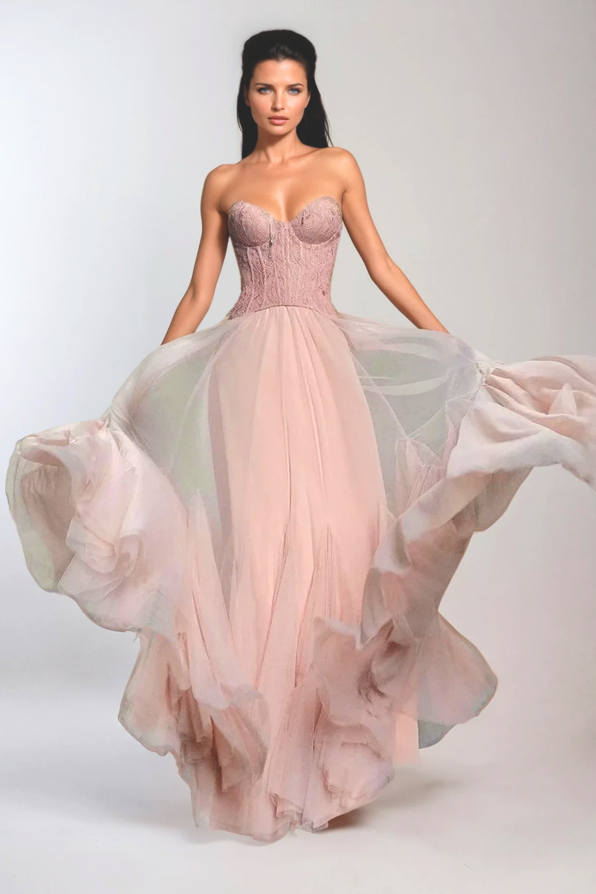 Tabitha | Robe de Bal Maxi en Tulle Avec Corset en Dentelle pour Femme