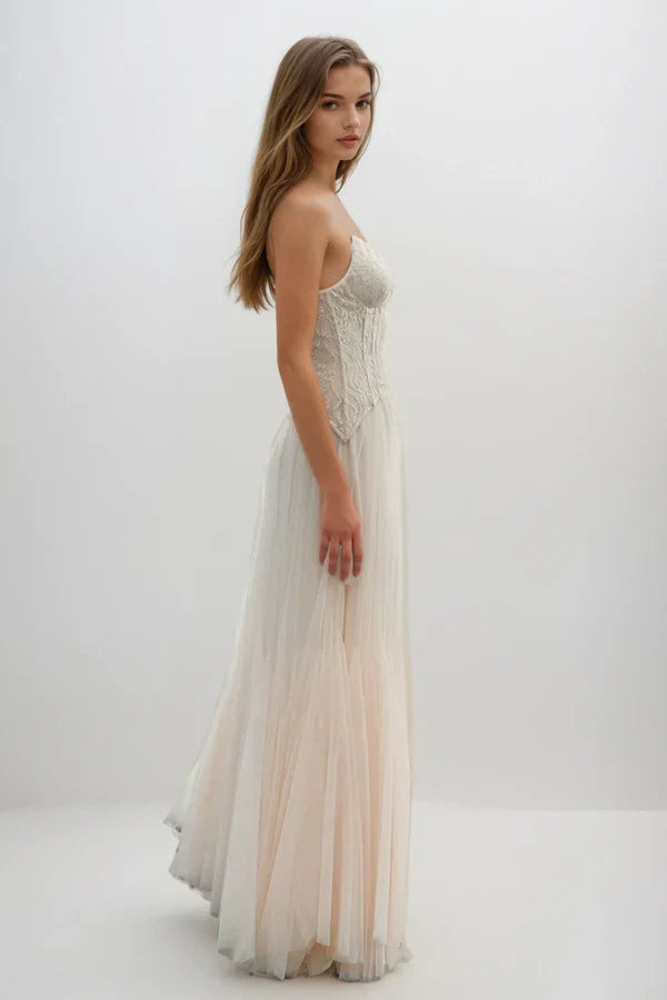 Tabitha | Robe de Bal Maxi en Tulle Avec Corset en Dentelle pour Femme