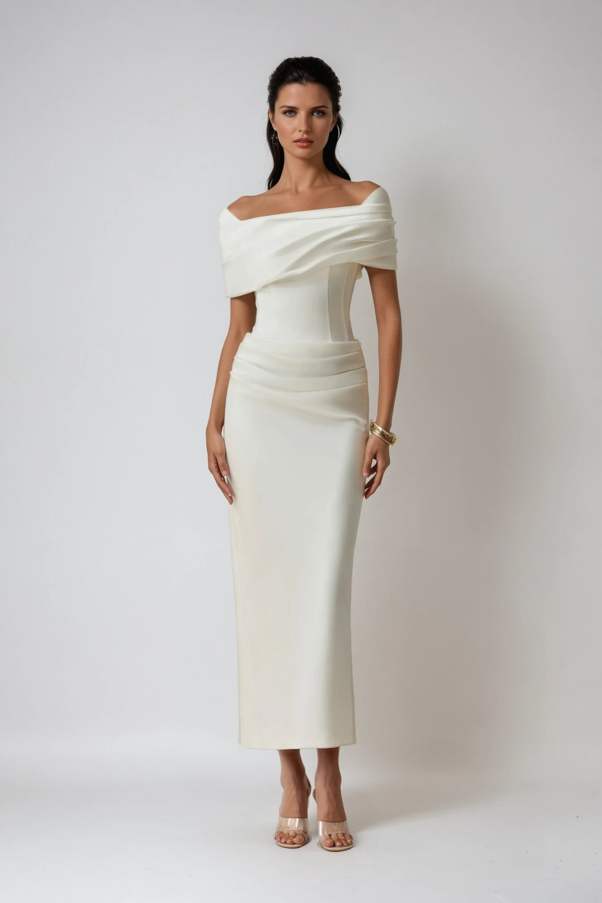 Thea | Robe de Soirée Longue à Épaules Dénudées et Fronces pour Femme