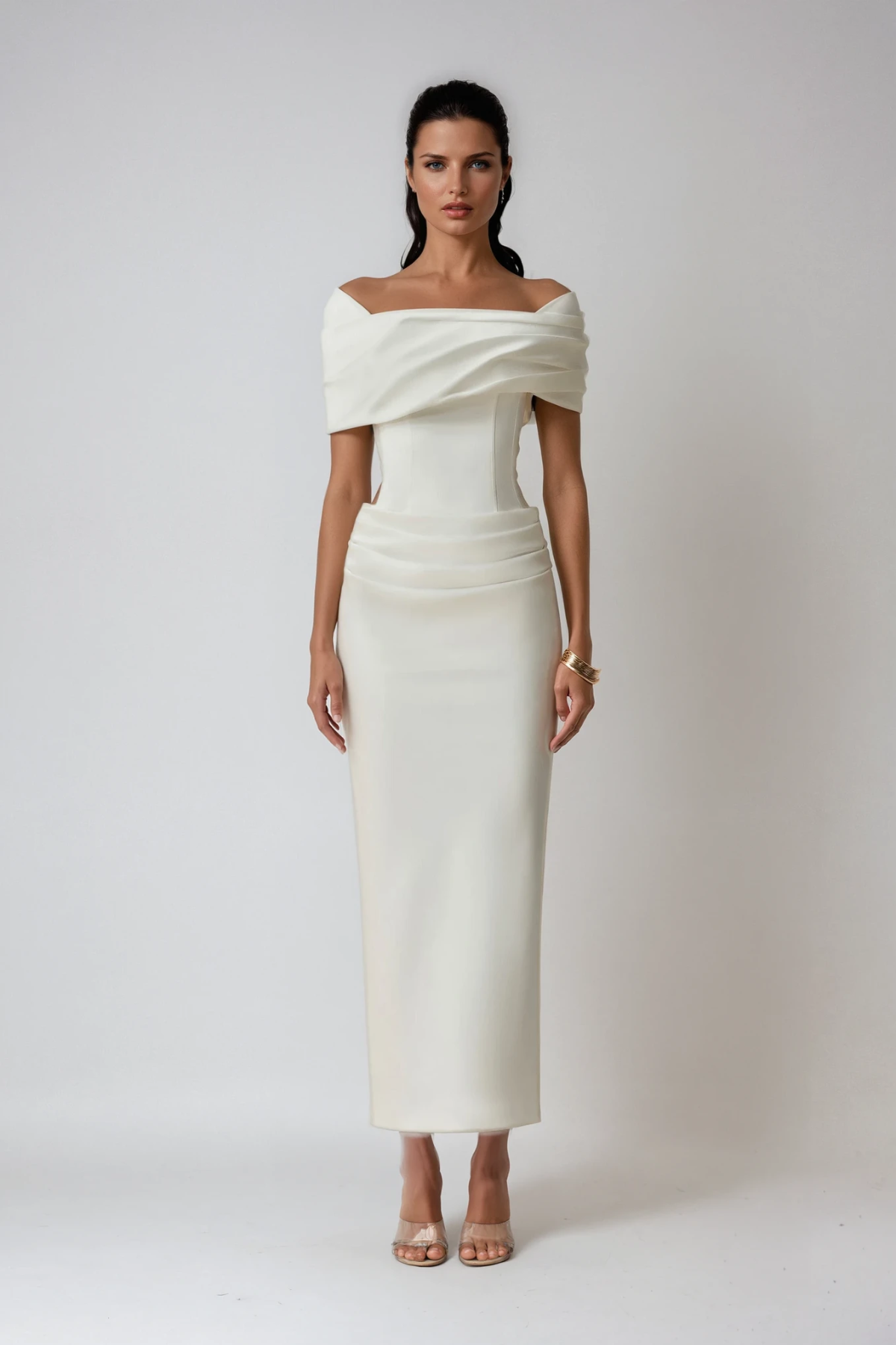 Thea | Robe de Soirée Longue à Épaules Dénudées et Fronces pour Femme