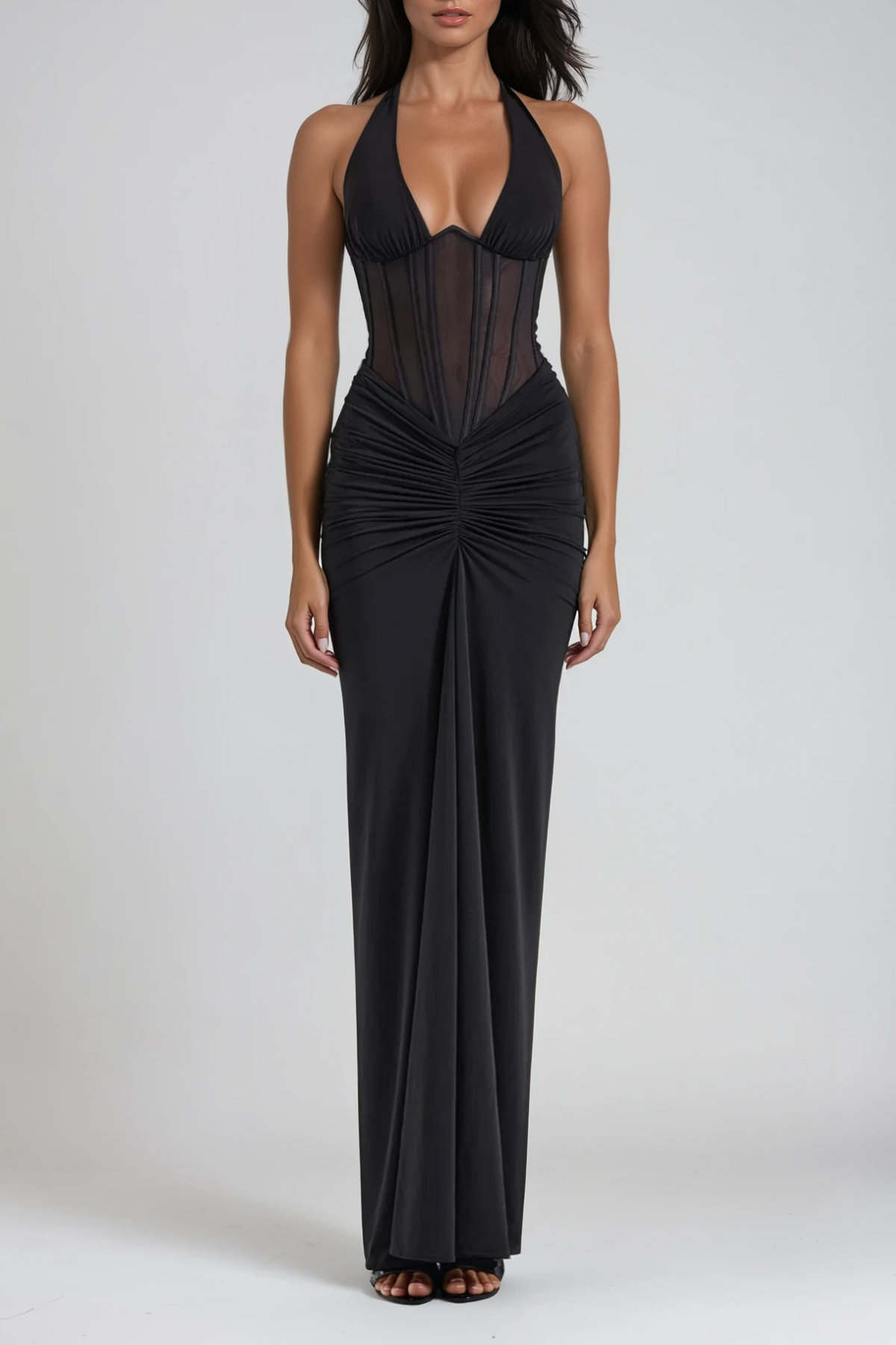 Verity | Robe Longue Corset à Licou pour Femme