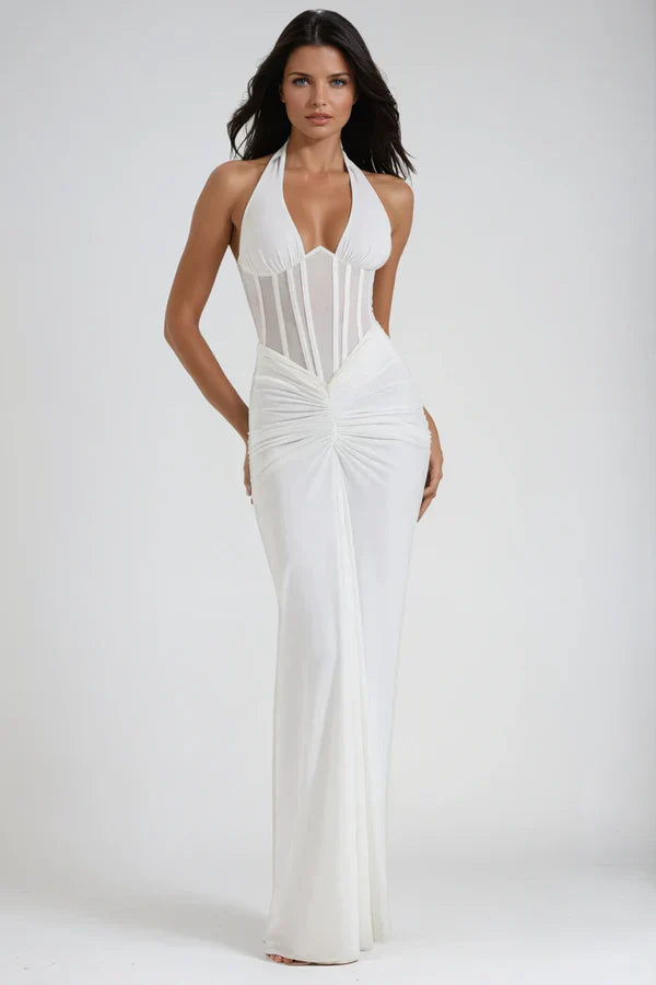 Verity | Robe Longue Corset à Licou pour Femme