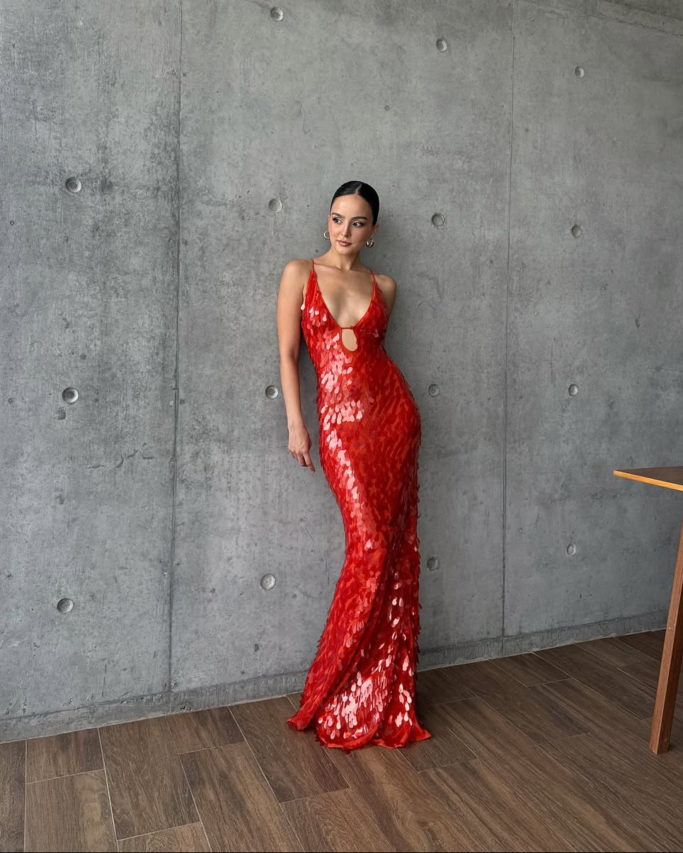 Veronica | Robe de Bal Longue Sans Manches à Paillettes pour Femme