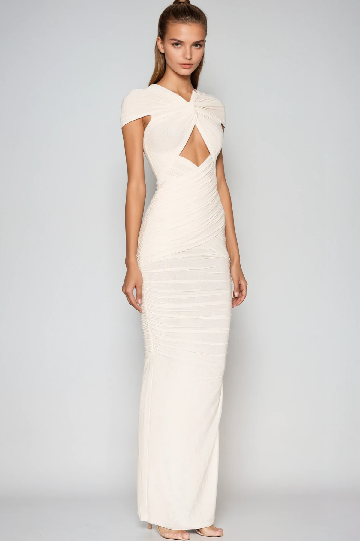 Zaria | Robe Longue Froncée à Découpes pour Femme