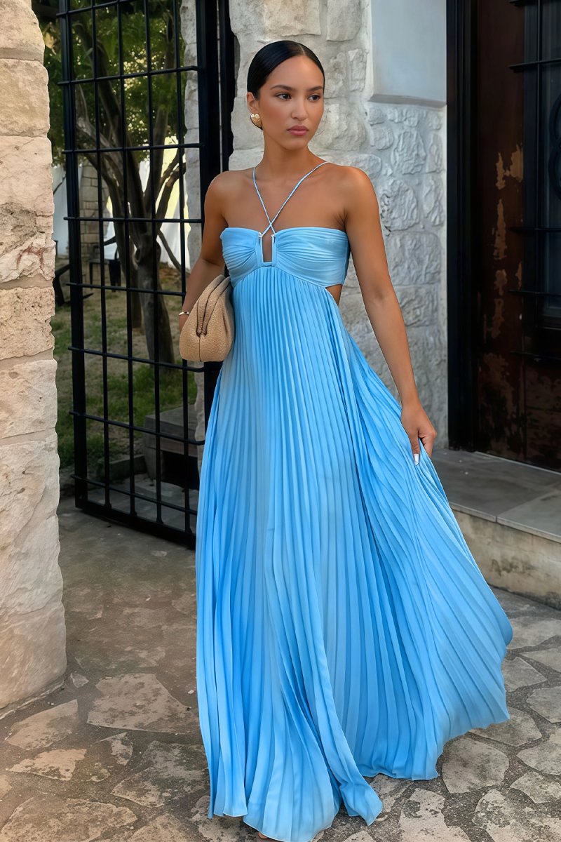 Luella | Robe de Bal Longue Plissée à Licou pour Femme