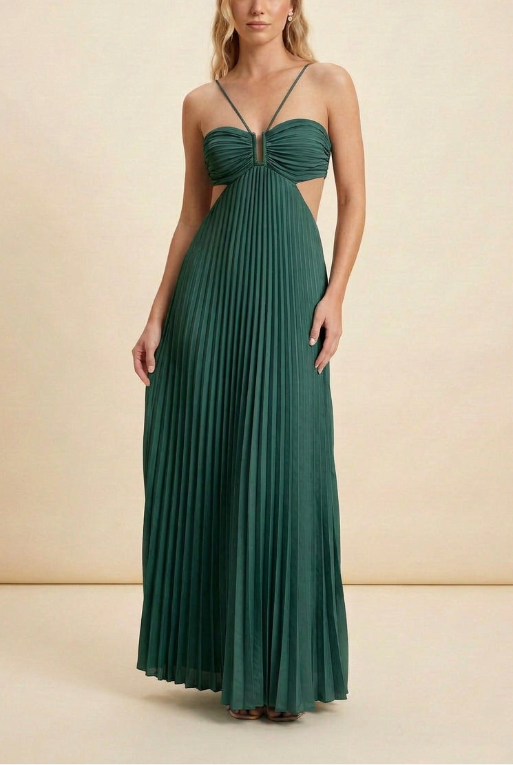 Luella | Robe de Bal Maxi Plissée dos Nu pour Femme
