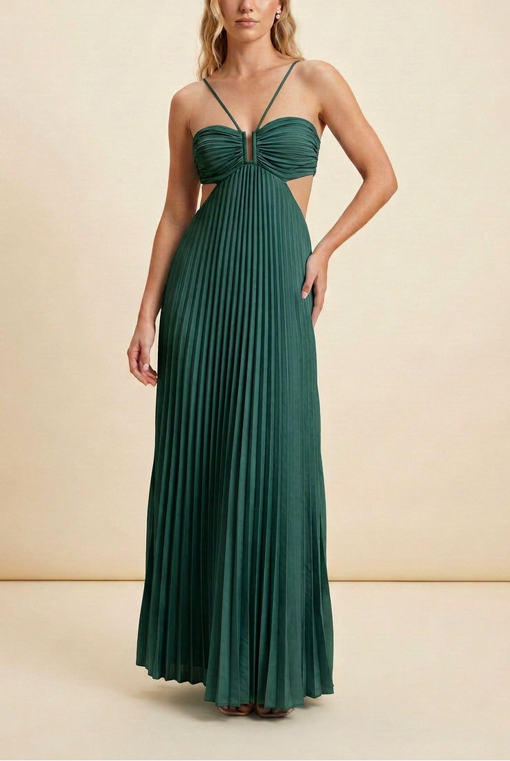 Luella | Robe de Bal Maxi Plissée dos Nu pour Femme