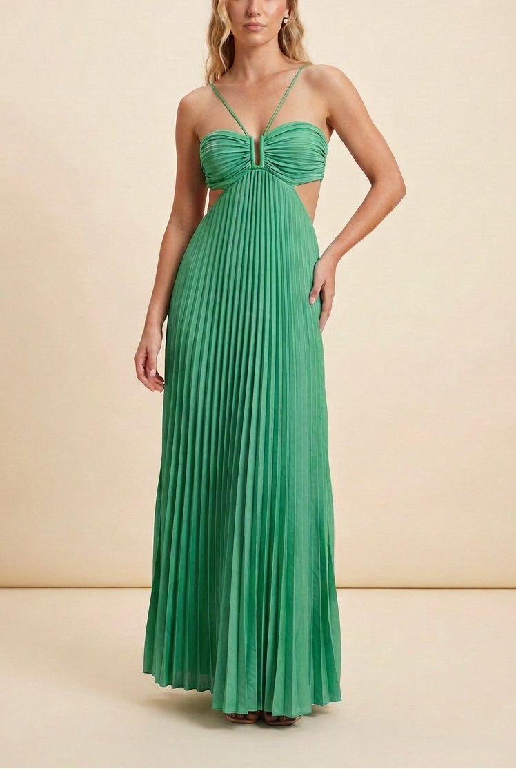 Luella | Robe de Bal Maxi Plissée dos Nu pour Femme