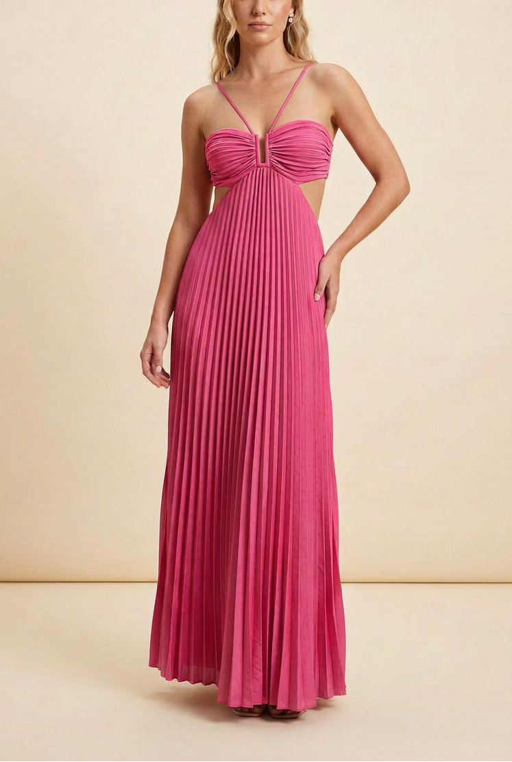 Luella | Robe de Bal Longue Plissée à Licou pour Femme