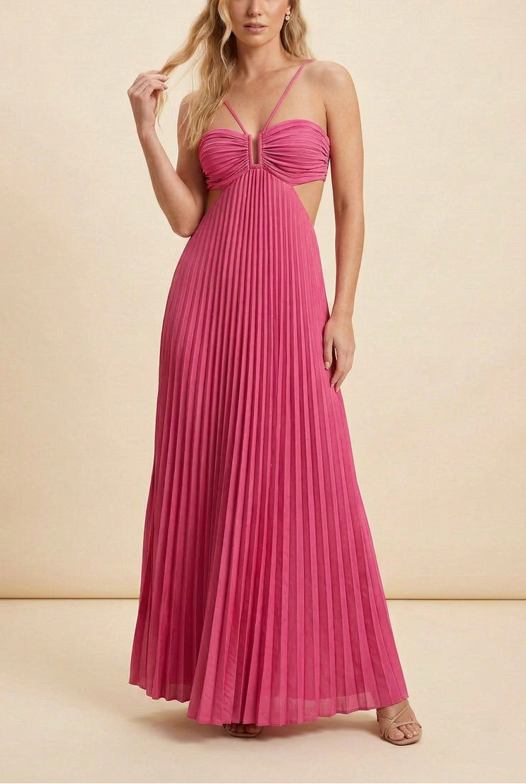 Luella | Robe de Bal Maxi Plissée dos Nu pour Femme