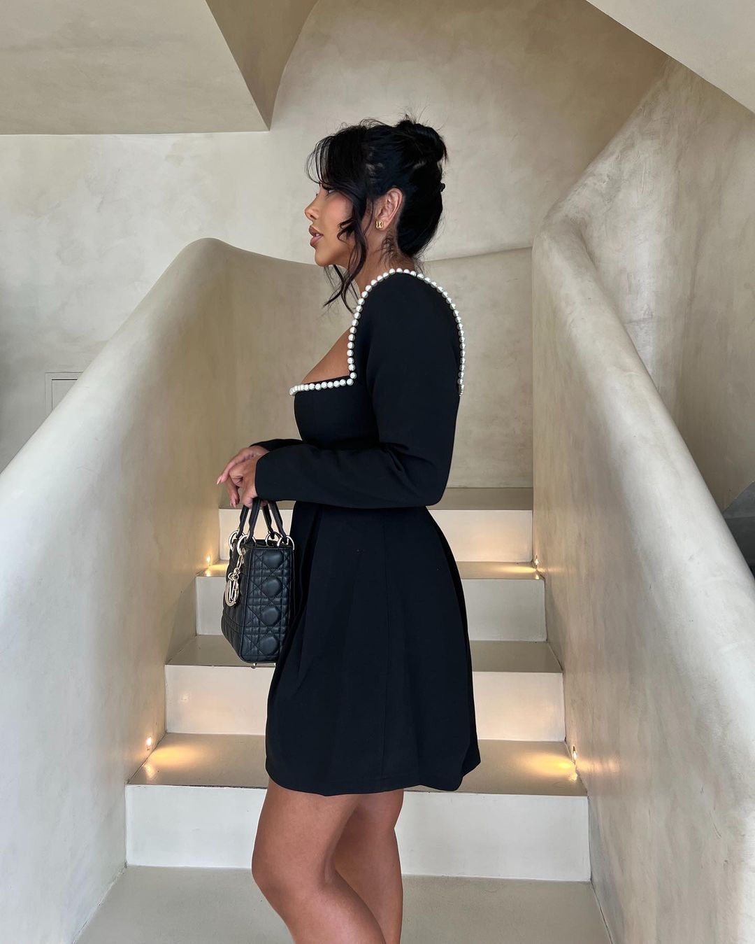 Frankie | Mini-Robe de Soirée à Manches Longues Avec Détails Perlés pour Femmes