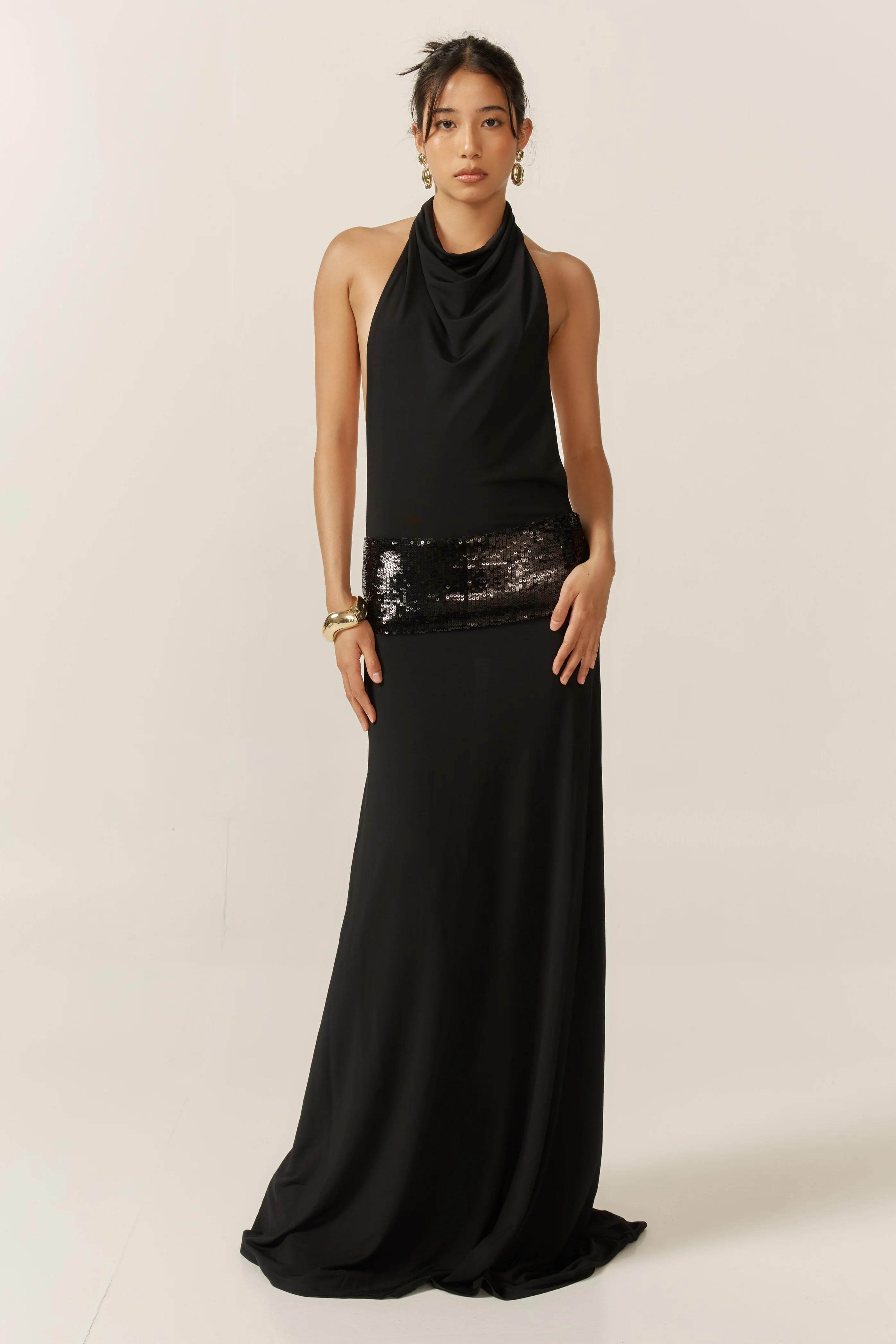 Senna | Robe Maxi pour Femme Avec dos Nu et Détails en Paillettes