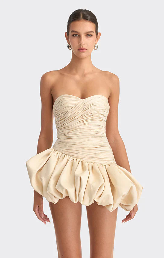 Alia | Mini Robe de Cocktail Bustier Drapée Ballon pour Femmes