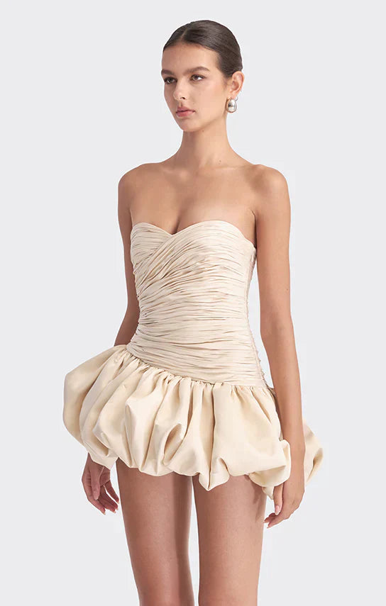 Alia | Mini Robe de Cocktail Bustier Drapée Ballon pour Femmes