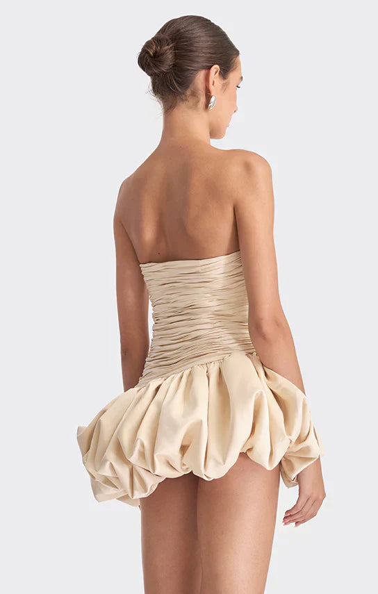 Alia | Mini Robe de Cocktail Bustier Drapée Ballon pour Femmes