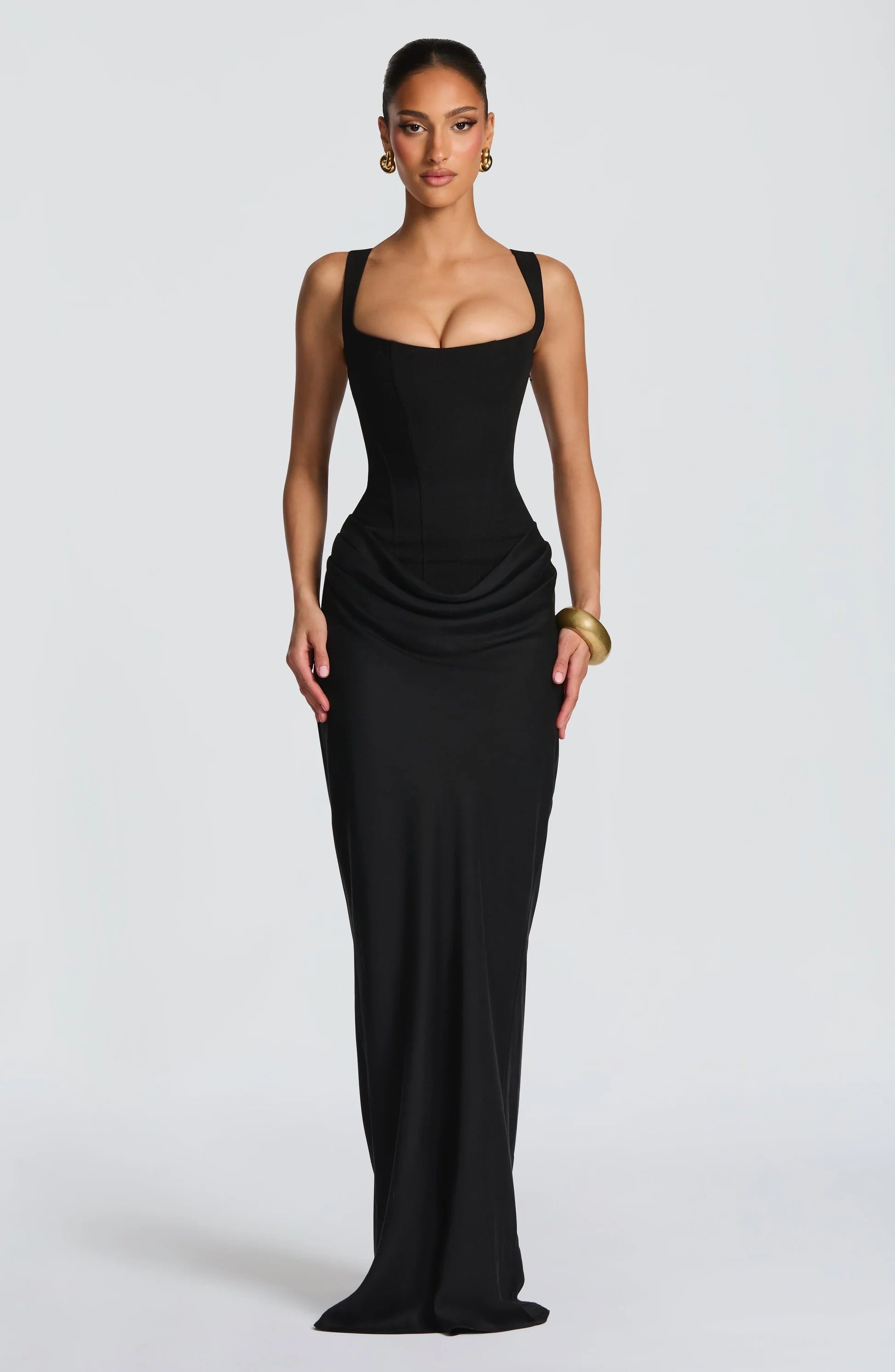 Alina | Robe de Cocktail Longue Corset Moulante Sans Manches pour Femme
