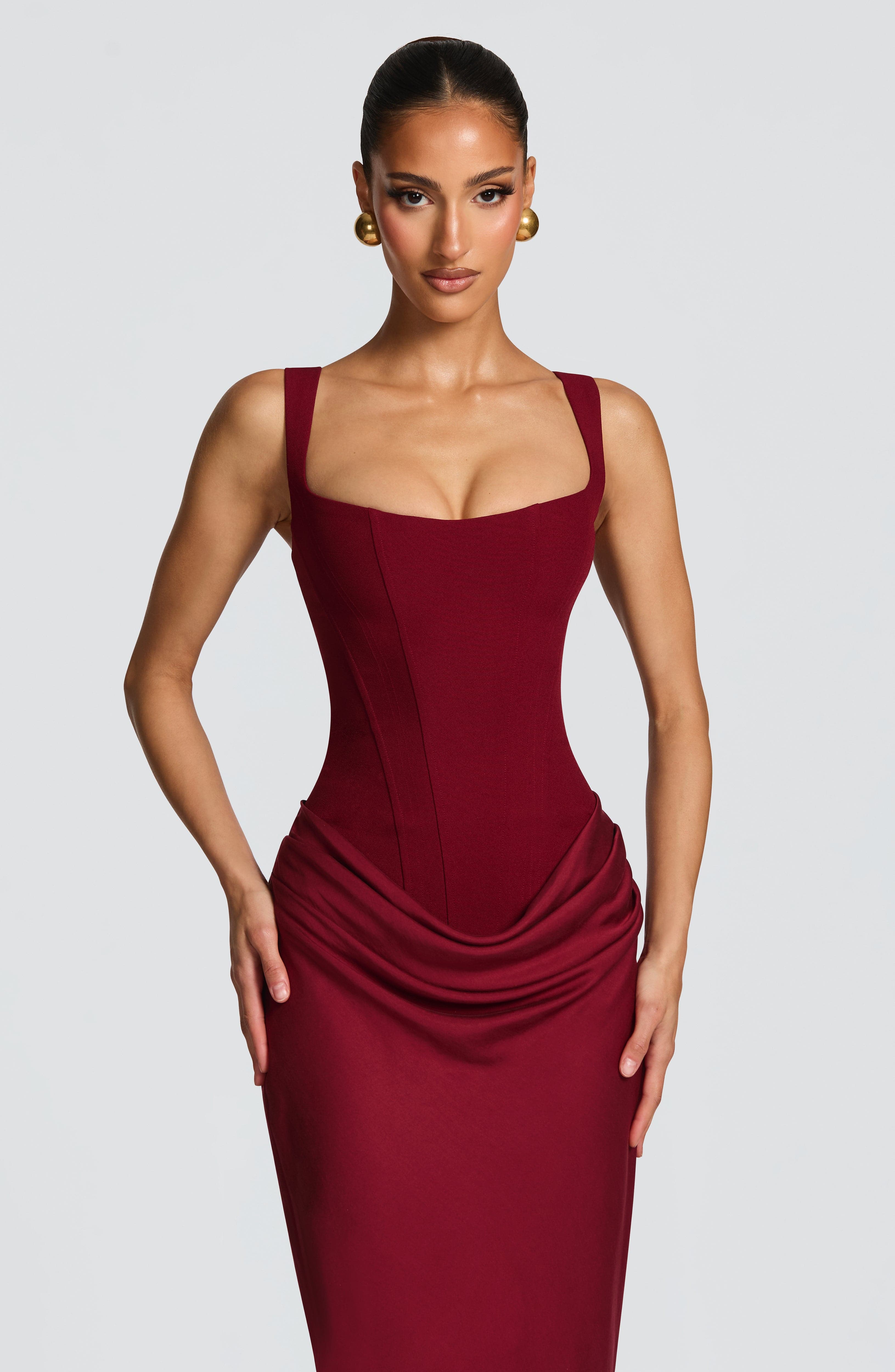 Alina | Robe de Cocktail Longue Corset Moulante Sans Manches pour Femme