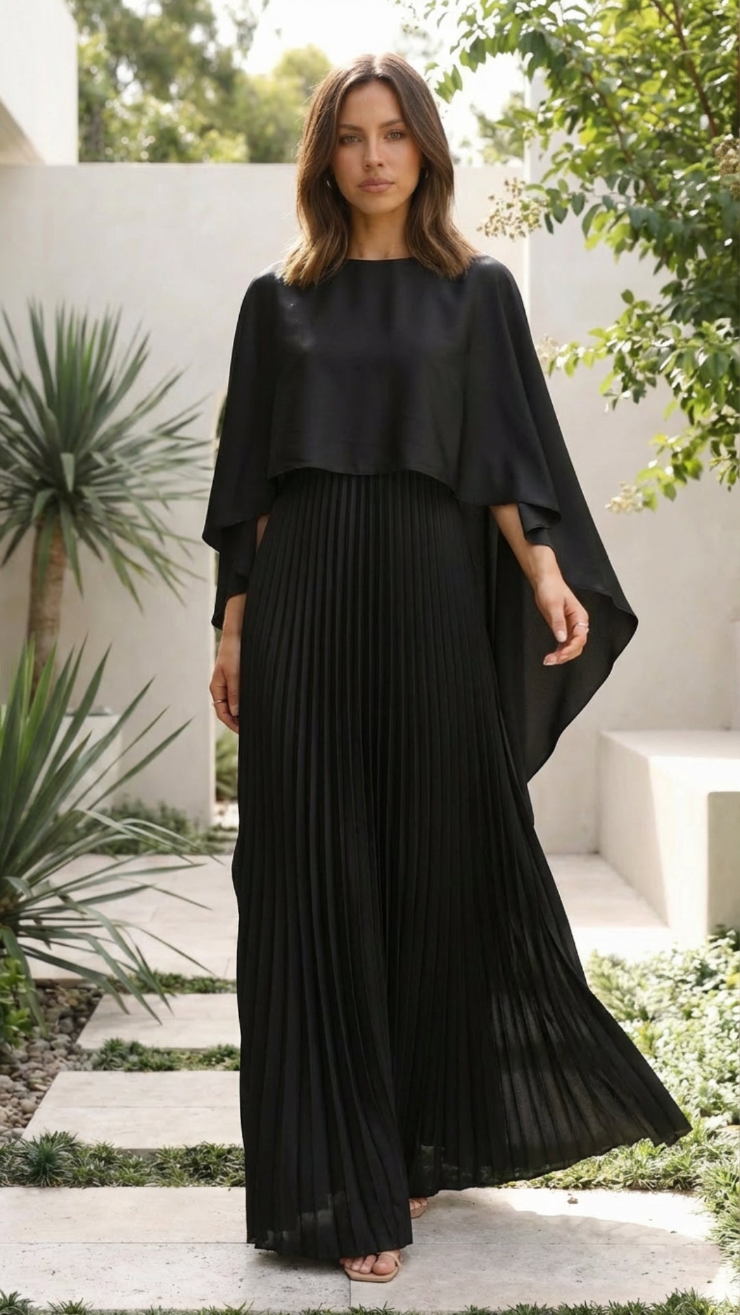 Aniya | Robe Longue à Manches Cape pour Invitée de Mariage