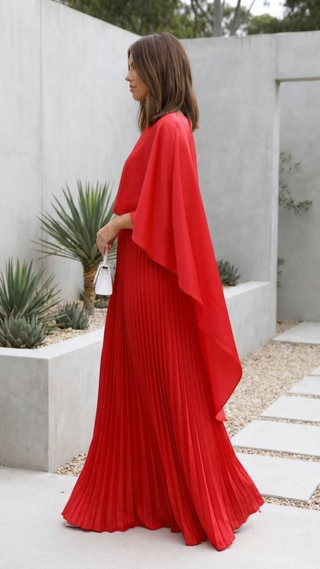 Aniya | Robe Longue à Manches Cape pour Invitée de Mariage