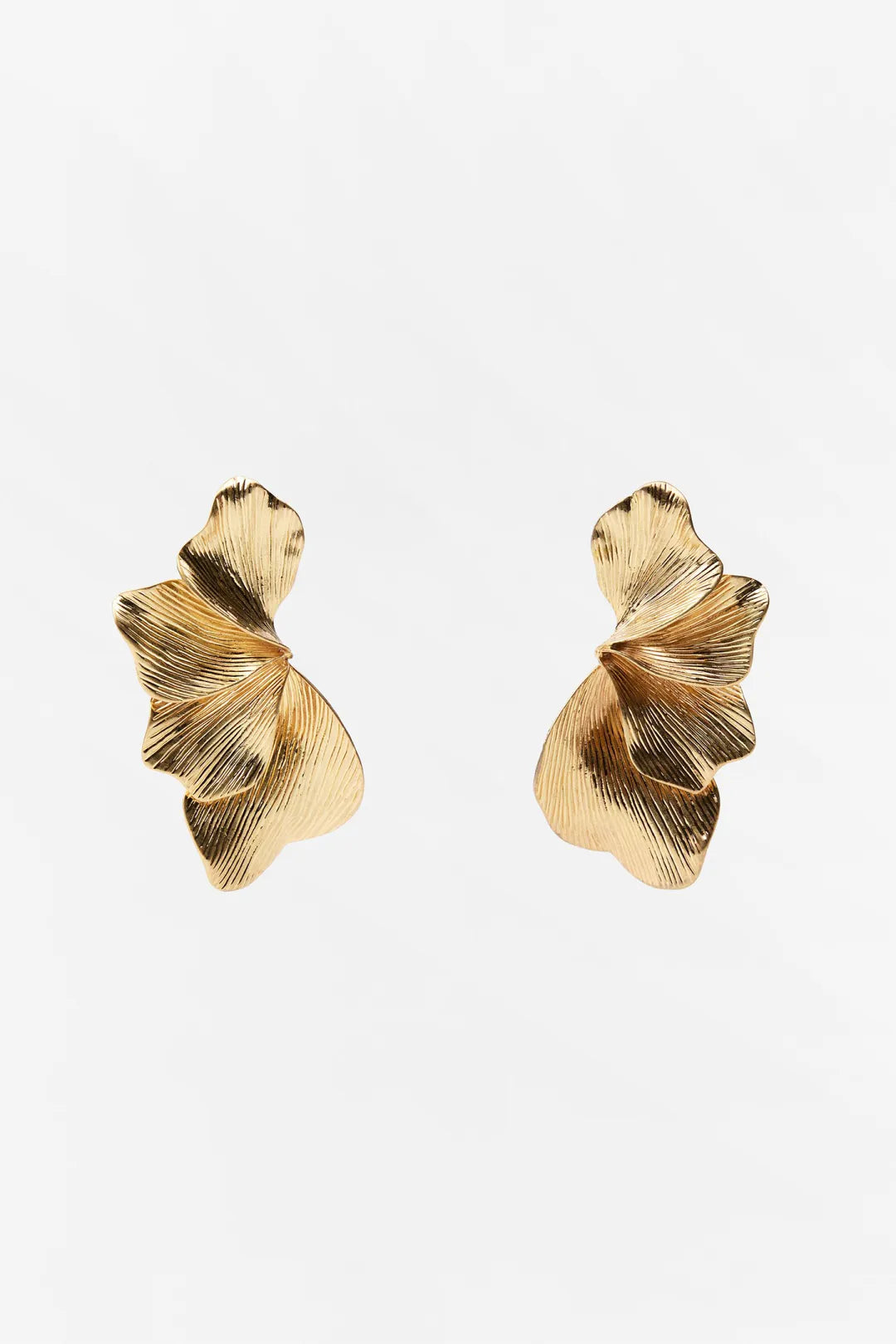 Autumn | Boucles D'Oreilles Pendantes en Métal Texturé Motif Feuille pour Femmes