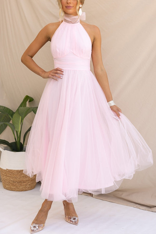Aylin | Robe de Bal Midi dos Nu Sans Manches pour Femme