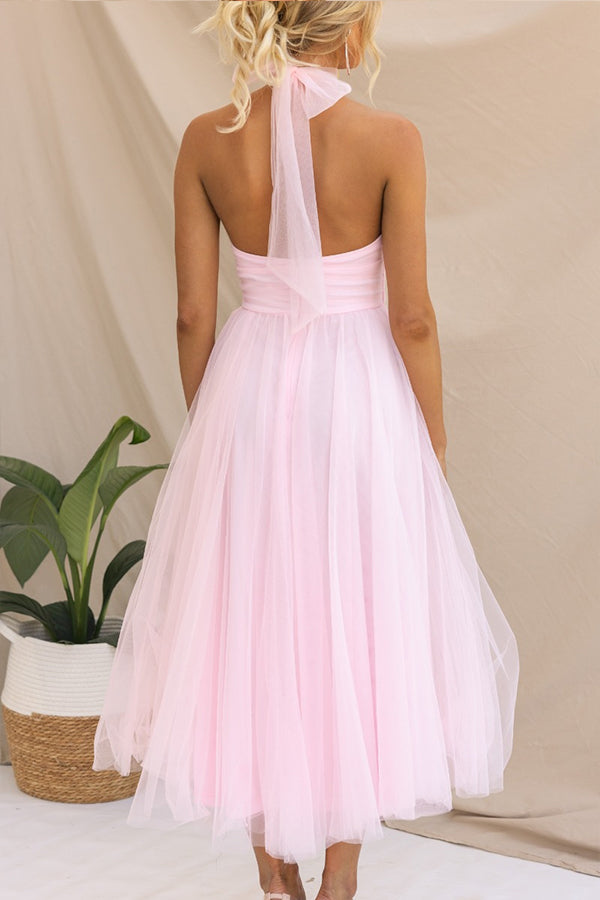 Aylin | Robe de Bal Midi dos Nu Sans Manches pour Femme