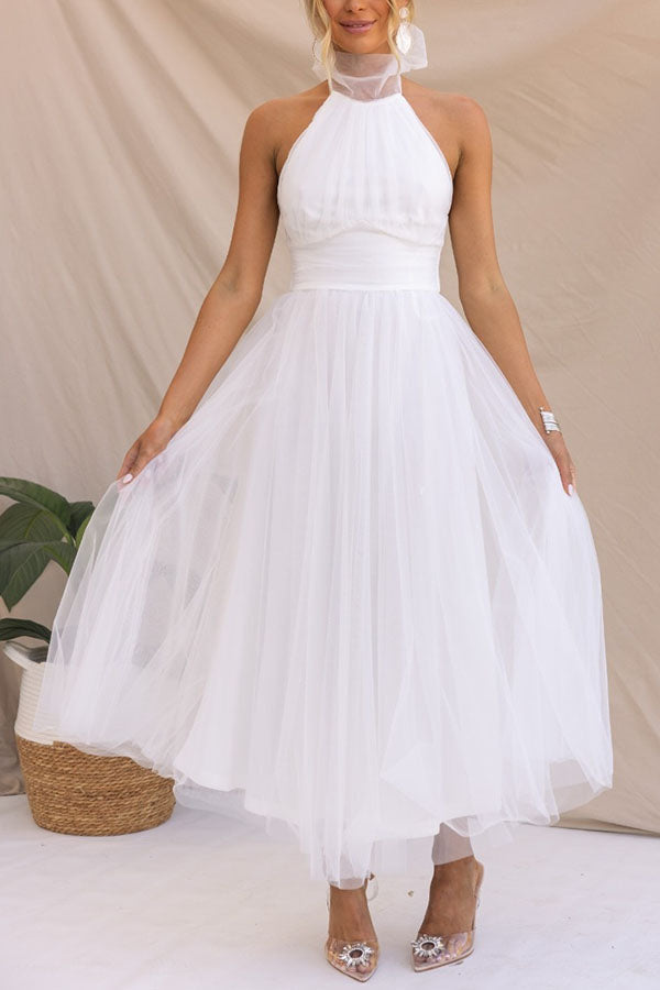 Aylin | Robe de Bal Mi-Longue dos Nu Sans Manches pour Femme