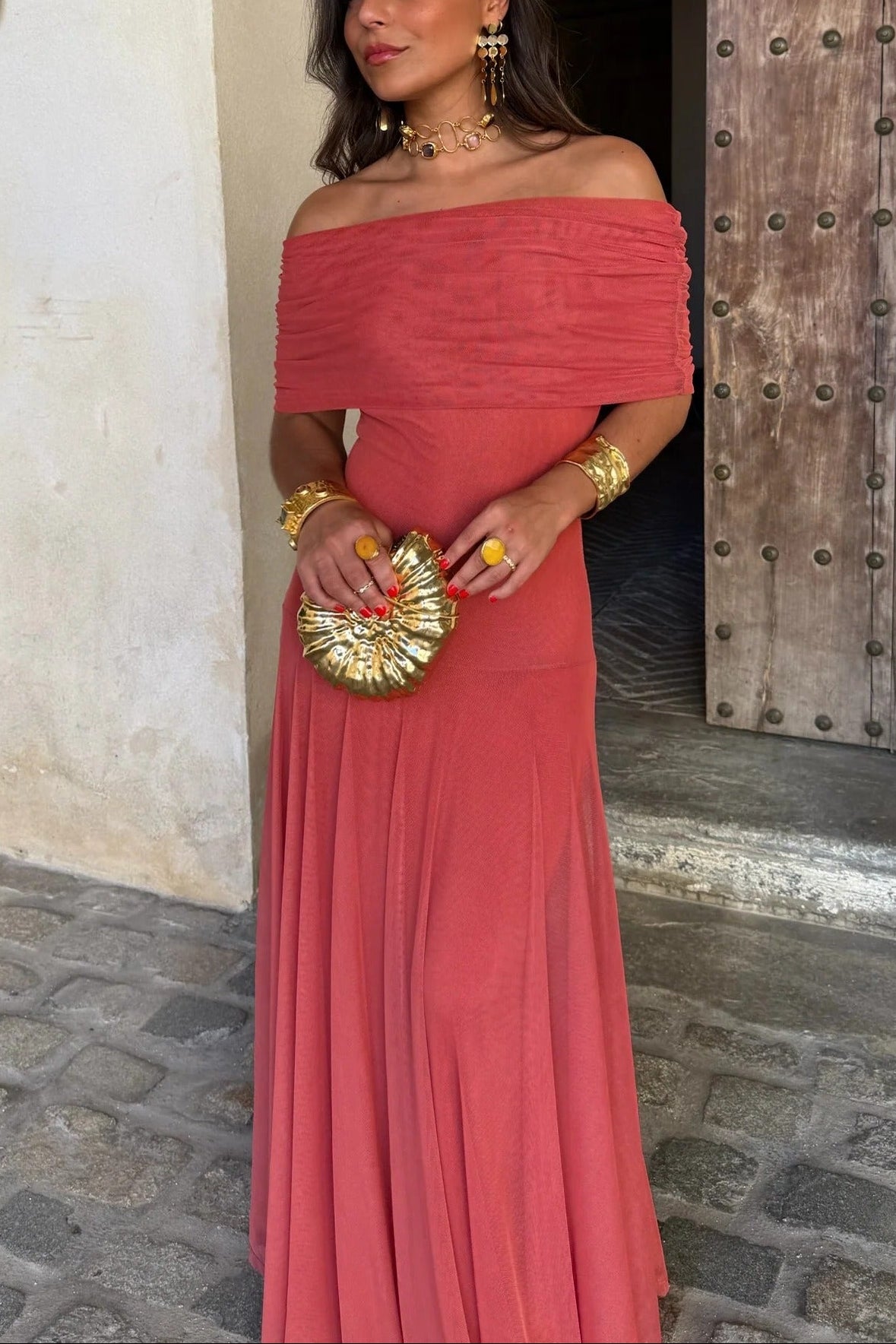 Brittany | Robe Longue D'Été à une Épaule en Mesh pour Femme