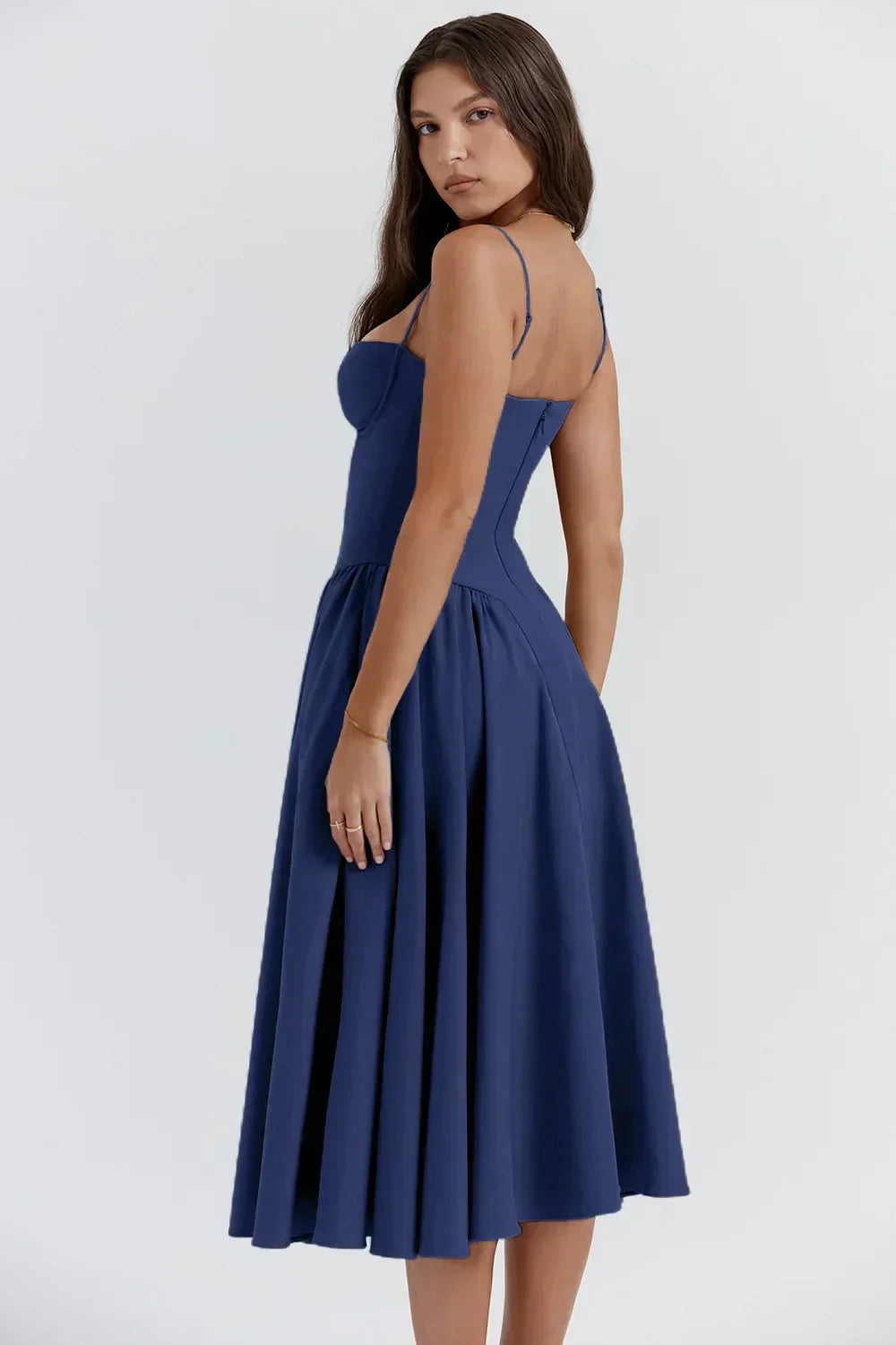 Calliope | Robe Midi Structurée Sans Manches pour L'Été
