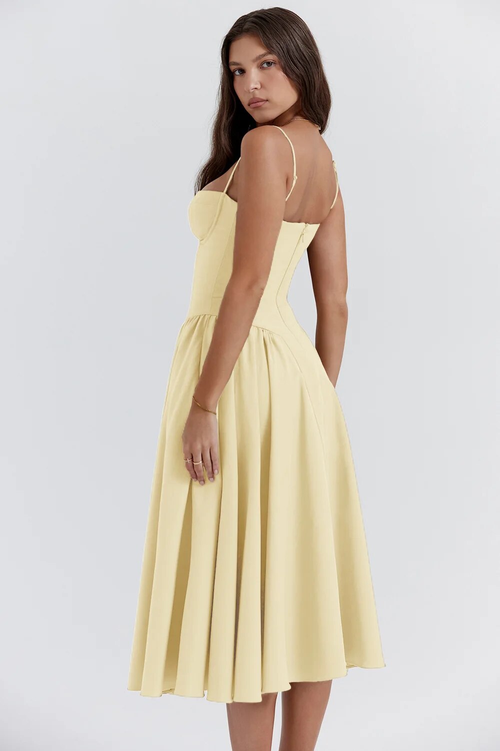 Calliope | Robe Midi Structurée Sans Manches pour L'Été