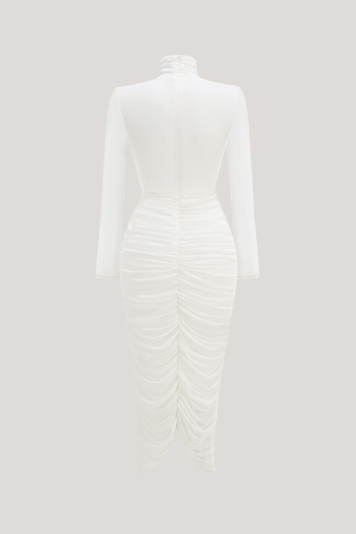 Dahlia | Robe Midi Moulante à Col Montant et Fronces pour Femme