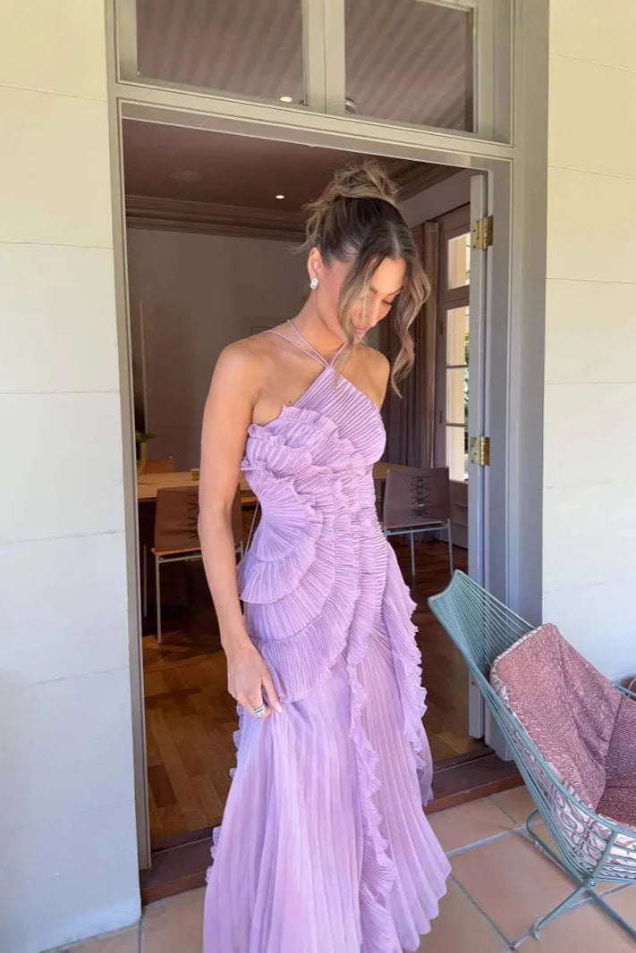 Eliza | Robe Longue D'Invitée de Mariage à Volants Plissés pour Femme