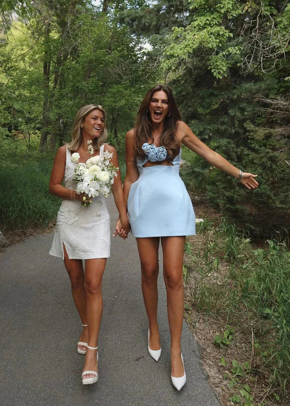 Elspeth | Robe de Cocktail Courte Bustier à Fleurs pour Femme