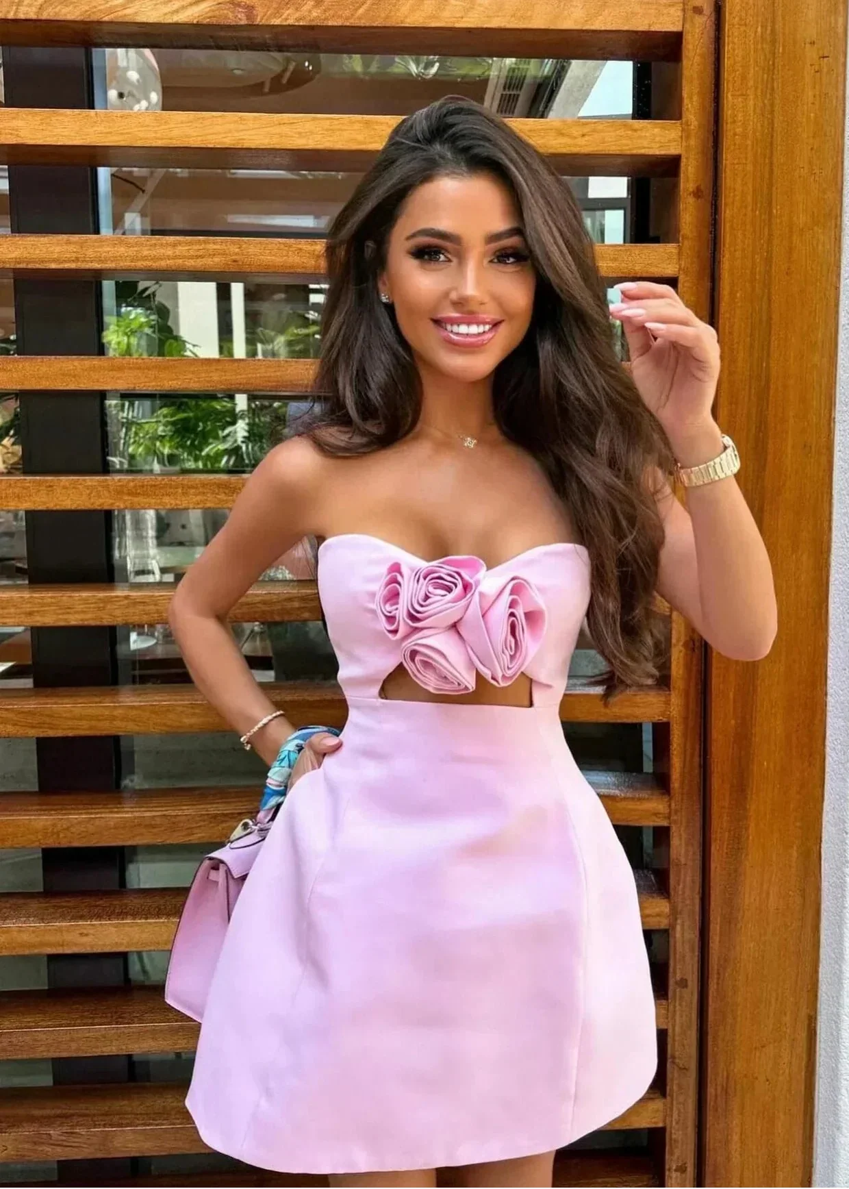 Elspeth | Robe de Cocktail Courte Bustier à Fleurs pour Femme