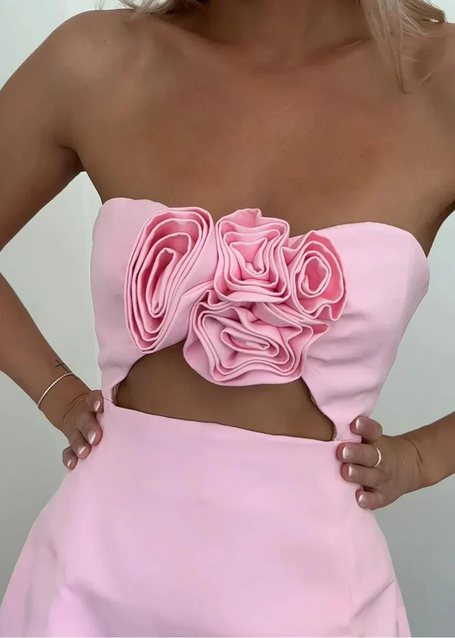 Elspeth | Robe de Cocktail Courte Bustier à Fleurs pour Femme