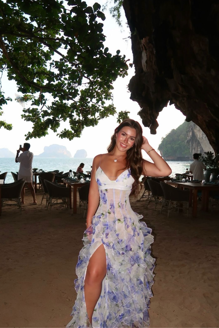Emberly | Robe Longue D'Invitée de Mariage Sans Manches à Volants pour Femme