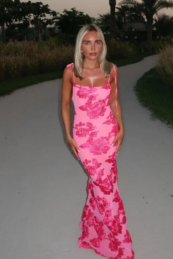Fiona | Robe Longue D'Été Moulante à Fleurs Sans Manches pour Femme