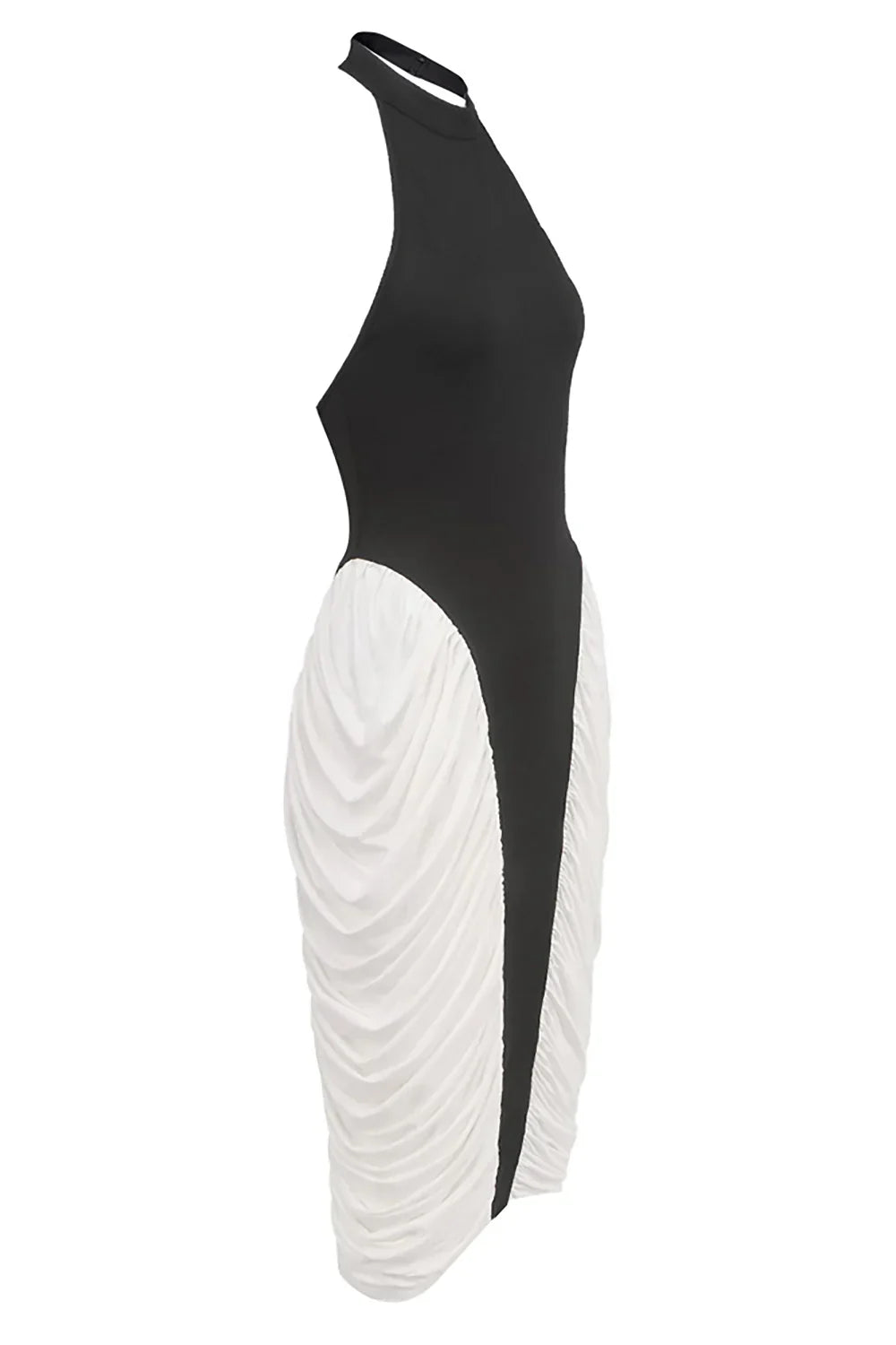 Francesca | Robe Midi Plissée à Col Haut Sans Manches et dos Nu pour Femmes