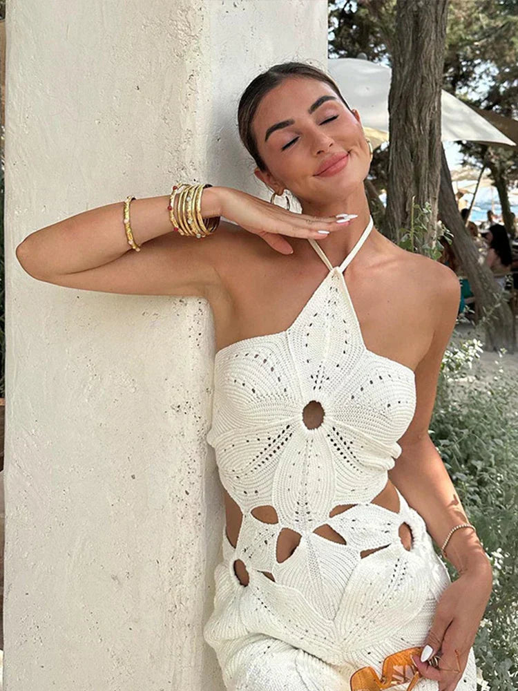 Hailey | Mini-Robe en Crochet à Licou pour Femme