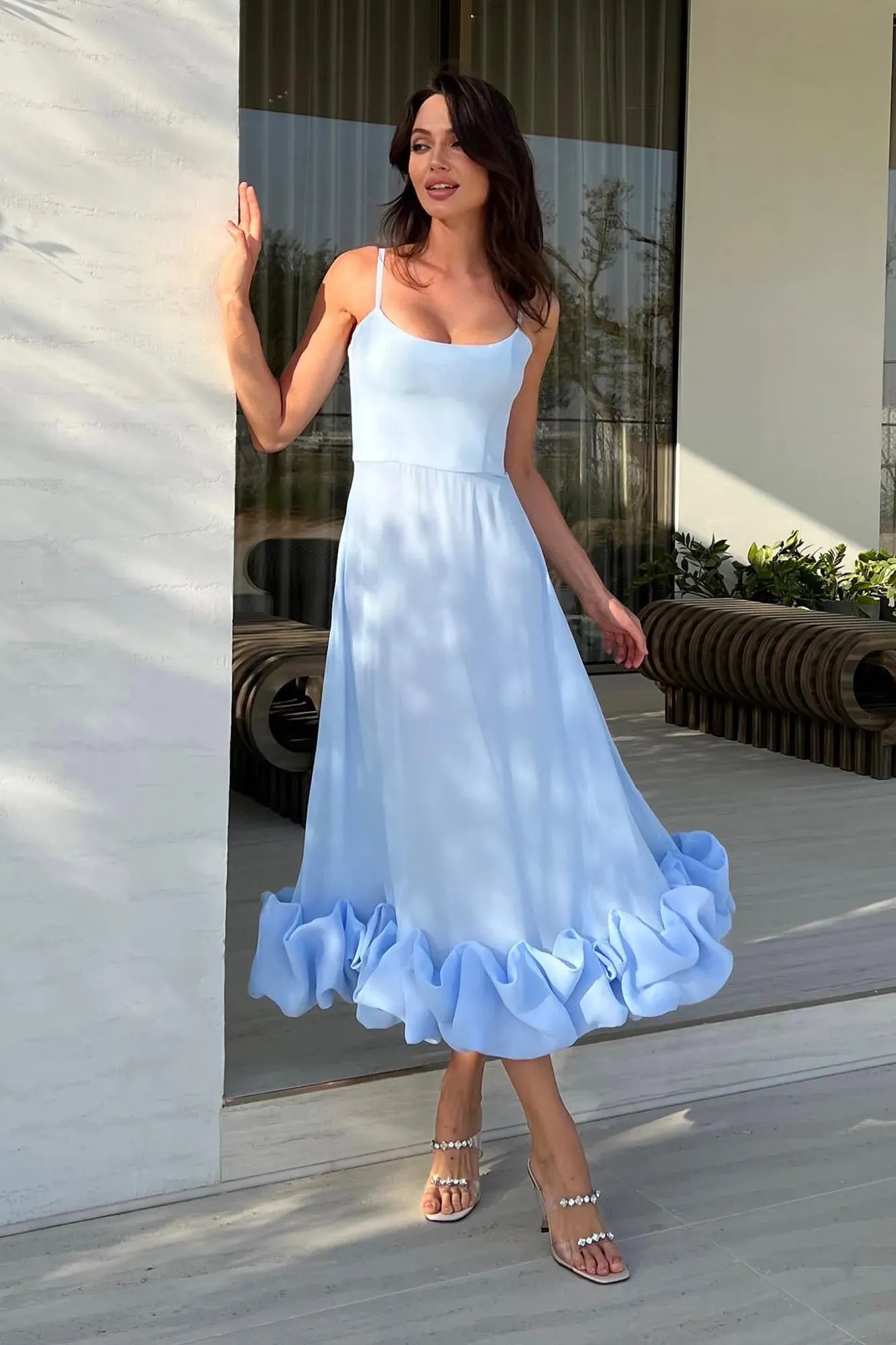 Heather | Robe de Bal Midi Évasée Sans Manches pour Femme