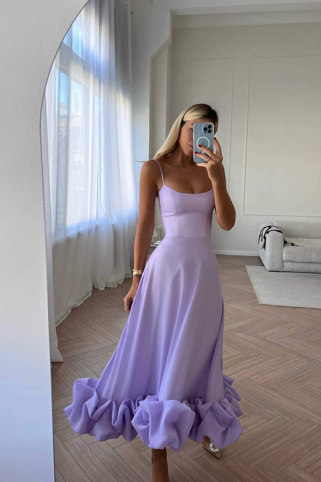 Heather | Robe de Bal Midi Évasée Sans Manches pour Femme