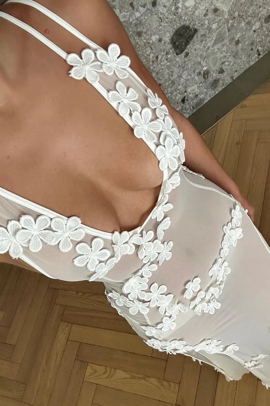 Ilyana | Cache-Maillot de Vacances D'Été en Mesh Floral pour Femmes